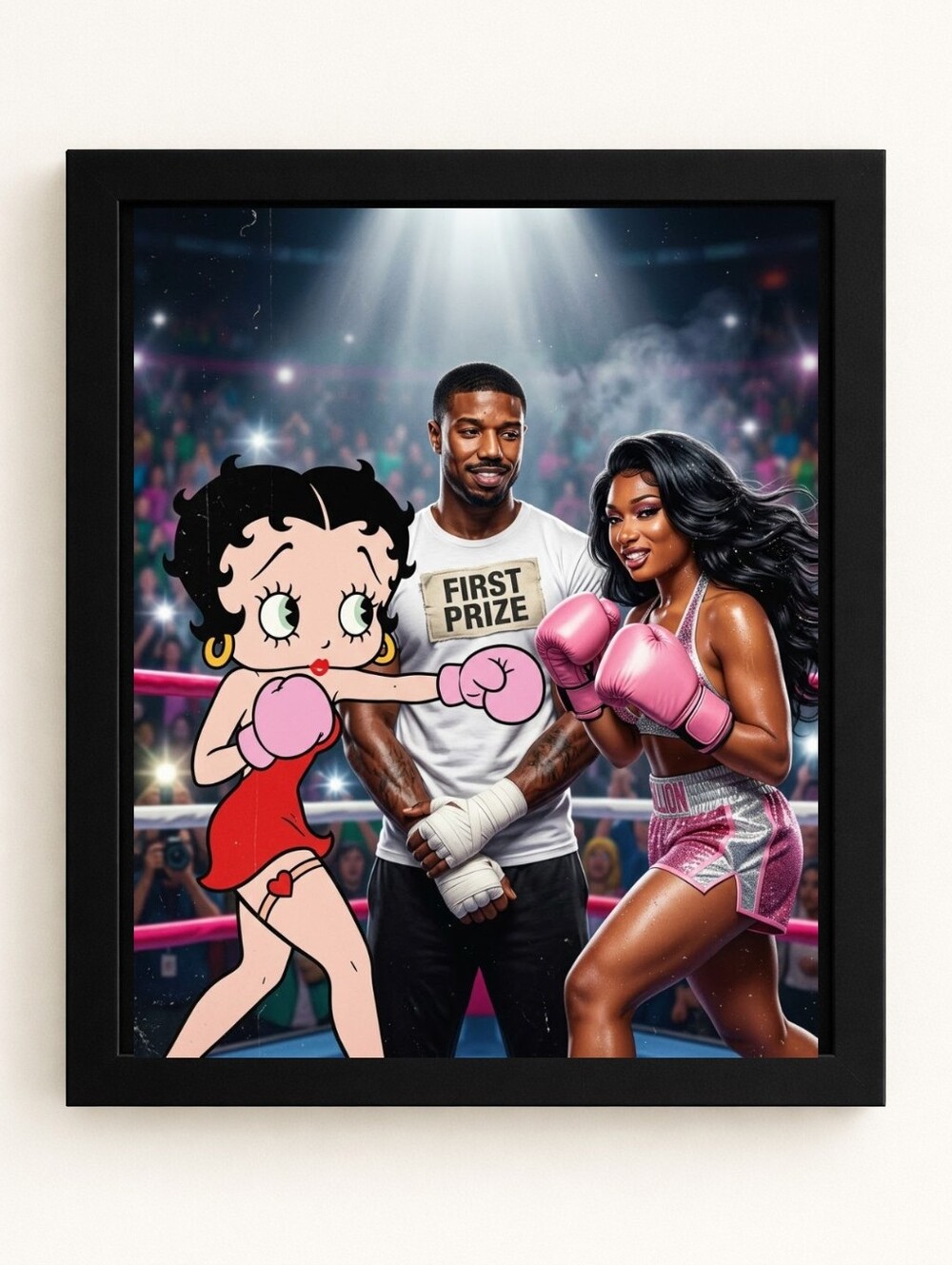 Betty Boop Boxing Showdown 8x10 Framed AI Art Print – Pink Glam Wall Decor